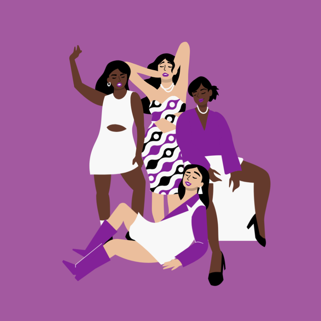 Group of people in empowering, strong poses.